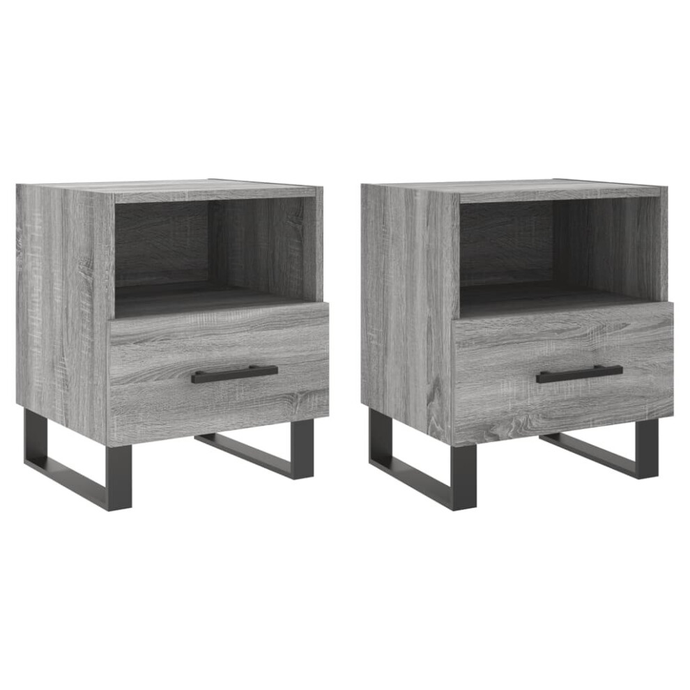 (grey sonoma, 2 pcs) vidaXL Bedside Cabinets Side Table Nightstand 2 pcs Sonoma Oak Engineered Wood