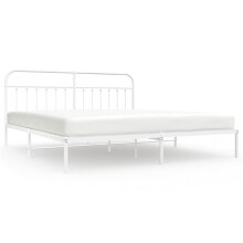(white, 193 x 203 cm/with headboard) vidaXL Metal Bed Frame Bedroom Bed Base Bedstead Metal Matress Foundation