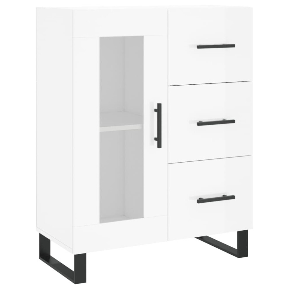Vidaxl (High Gloss White) Sideboard Cabinet Storage Cabinet Cupboard Brown Oak Engineered Wood White,Brown