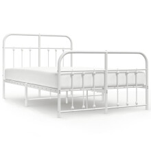 (white, 120 x 200 cm/with headboard & footboard) vidaXL Metal Bed Frame Bedroom Bed Base Bedstead Metal Matress Foundation