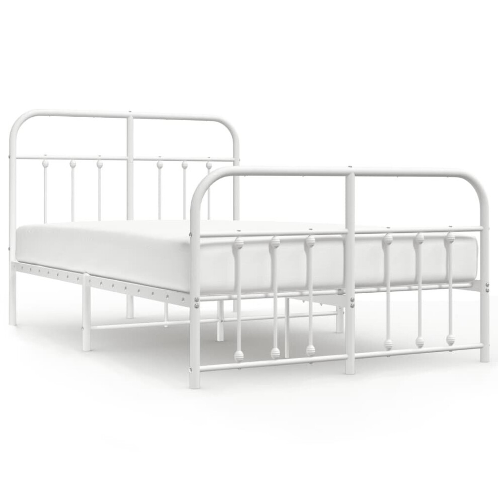 (white, 120 x 200 cm/with headboard & footboard) vidaXL Metal Bed Frame Bed Base with Headboard and Footboard White 183x213 cm