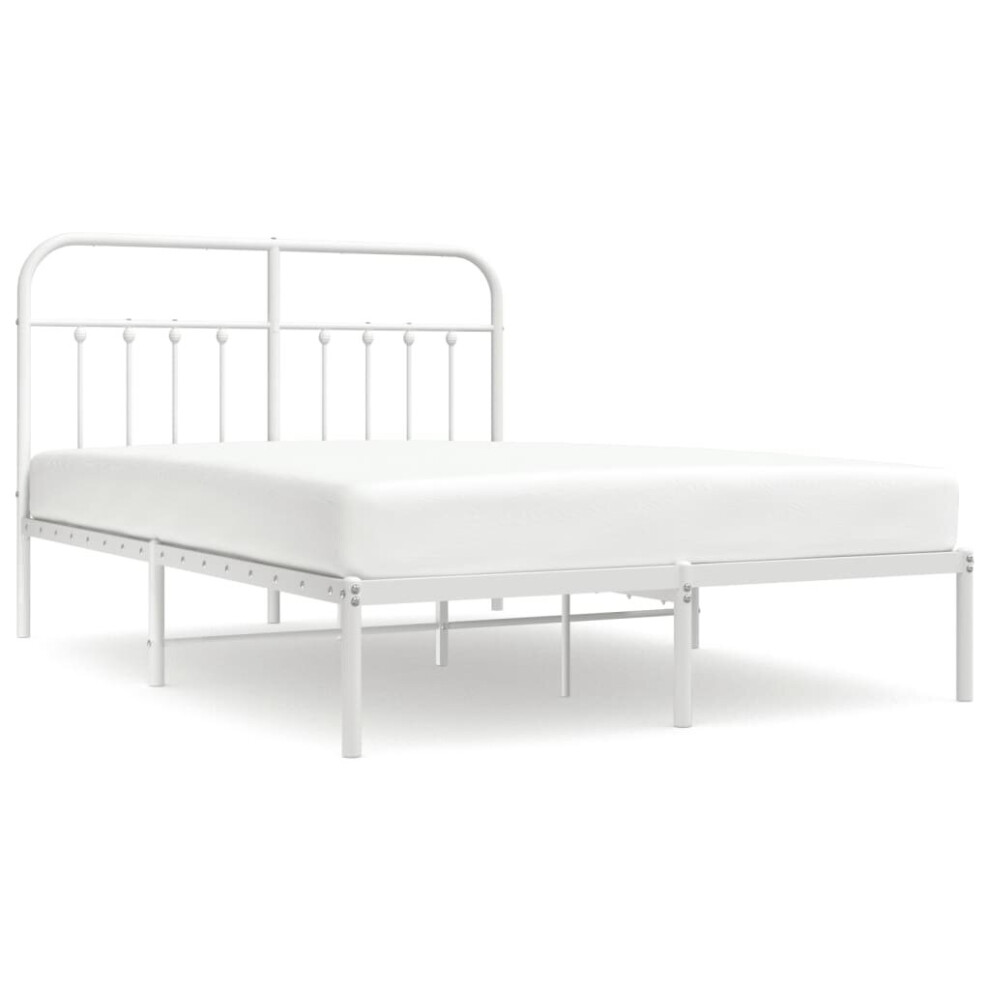 (white, 140 x 200 cm/with headboard) vidaXL Metal Bed Frame Bed Base with Headboard and Footboard White 183x213 cm