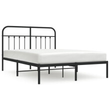 (black, 140 x 200 cm/with headboard) vidaXL Metal Bed Frame Bedroom Bed Base Bedstead Metal Matress Foundation
