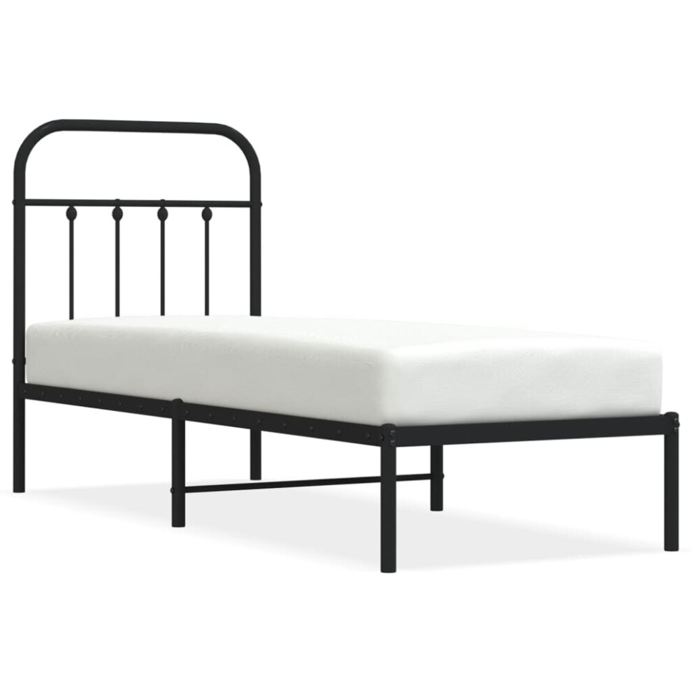 (black, 75 x 190 cm/with headboard) vidaXL Metal Bed Frame Bed Base with Headboard and Footboard White 183x213 cm