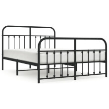 (black, 135 x 190 cm/with headboard & footboard) vidaXL Metal Bed Frame Bedroom Bed Base Bedstead Metal Matress Foundation