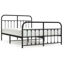 (black, 150 x 200 cm/with headboard & footboard) vidaXL Metal Bed Frame Bedroom Bed Base Bedstead Metal Matress Foundation