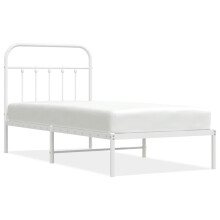 (white, 90 x 190 cm/with headboard) vidaXL Metal Bed Frame Bedroom Bed Base Bedstead Metal Matress Foundation
