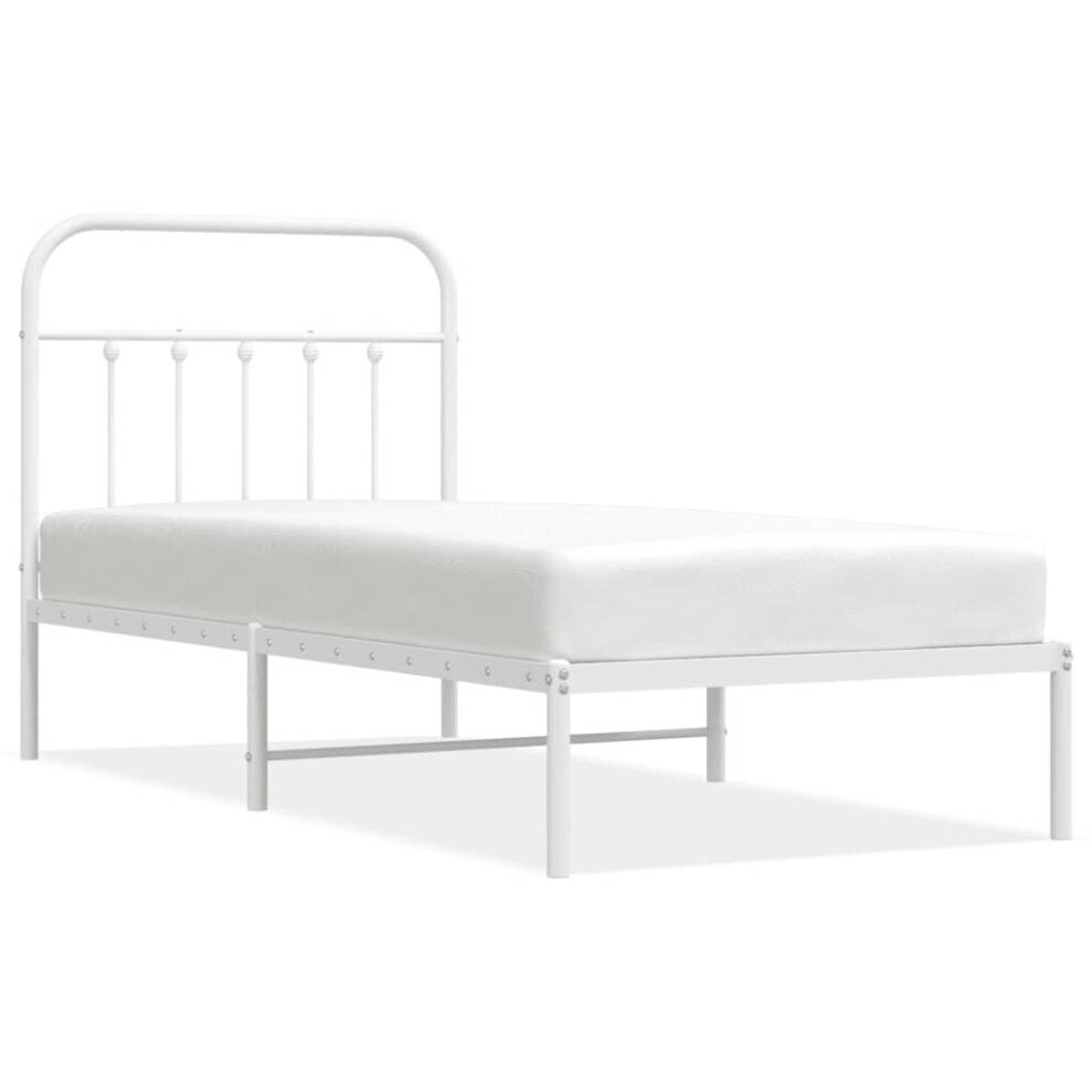 (white, 90 x 190 cm/with headboard) vidaXL Metal Bed Frame Bed Base with Headboard and Footboard White 183x213 cm