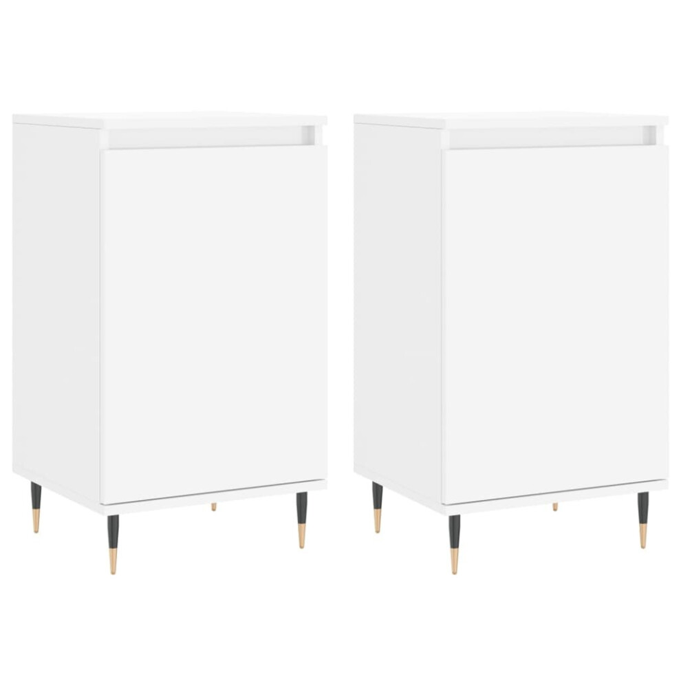 Vidaxl (White, 2 Pcs) Sideboard Storage Cabinet Cupboard Side Cabinet White Engineered Wood