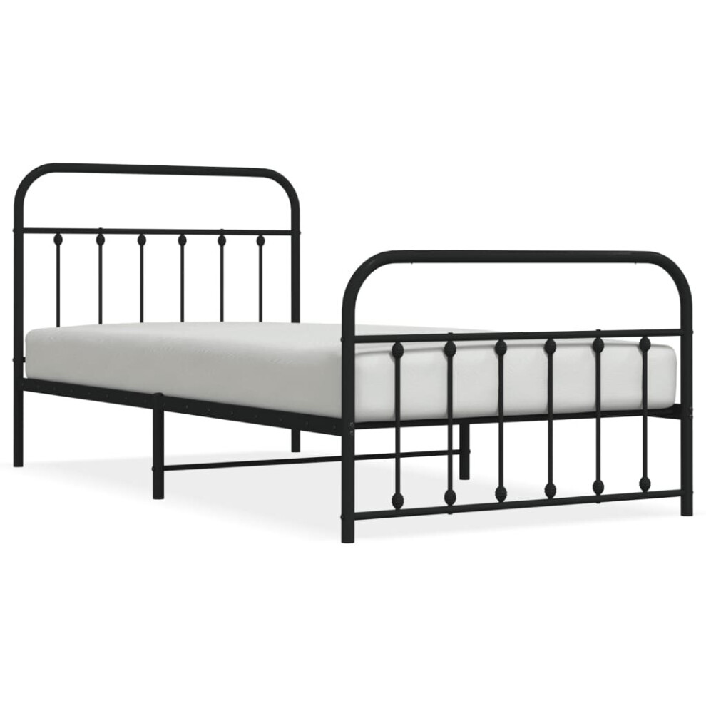 (black, 107 x 203 cm/with headboard & footboard) vidaXL Metal Bed Frame Bed Base with Headboard and Footboard White 183x213 cm