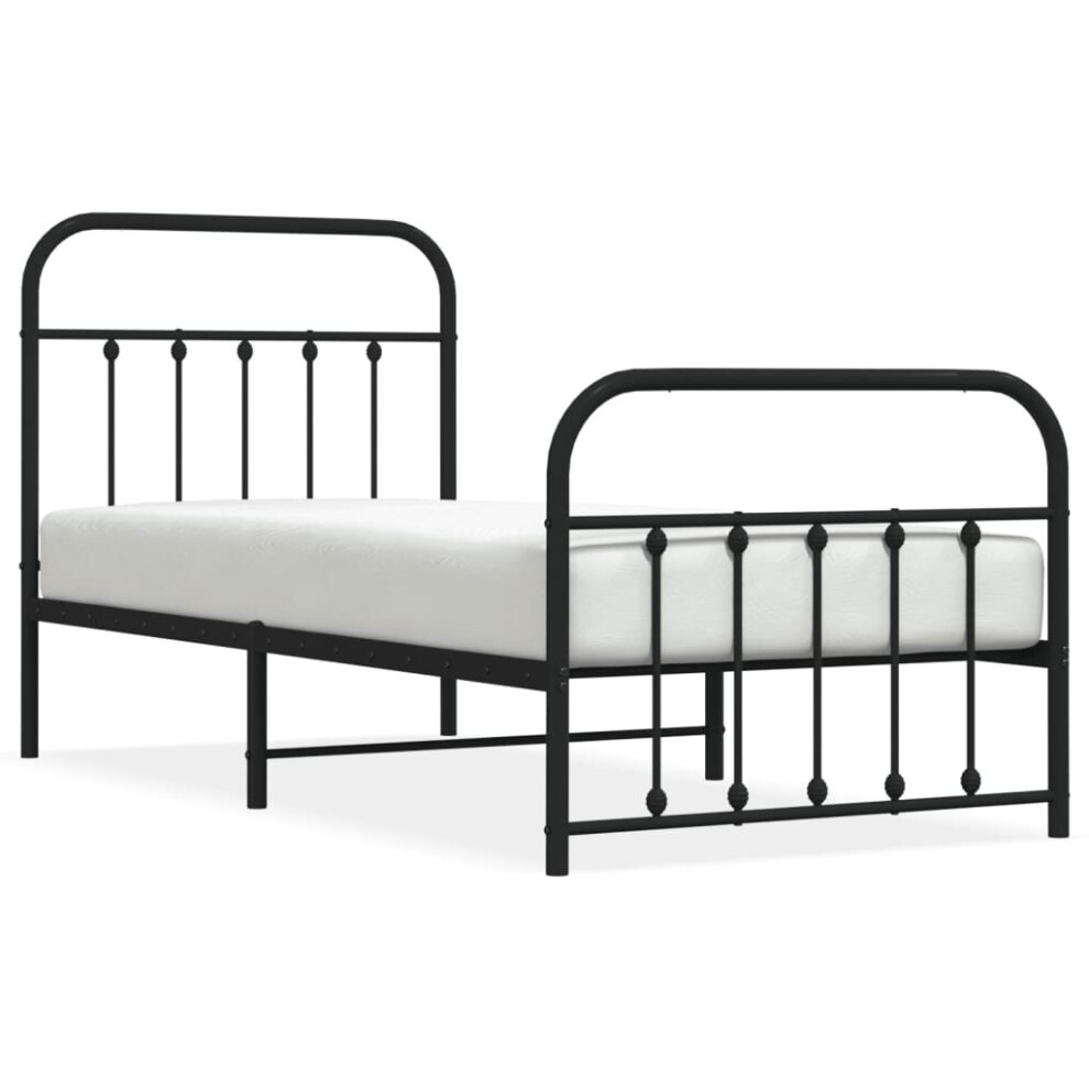 (black, 90 x 190 cm/with headboard & footboard) vidaXL Metal Bed Frame Bed Base with Headboard and Footboard White 183x213 cm