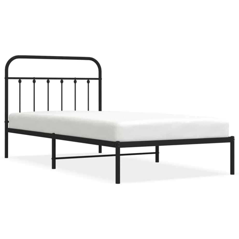 (black, 107 x 203 cm/with headboard) vidaXL Metal Bed Frame Bed Base with Headboard and Footboard White 183x213 cm