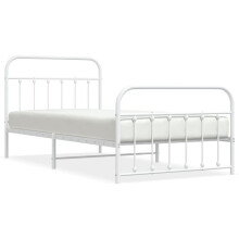 (white, 100 x 200 cm/with headboard & footboard) vidaXL Metal Bed Frame Bedroom Bed Base Bedstead Metal Matress Foundation