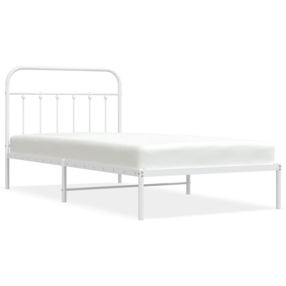 (white, 100 x 200 cm/with headboard) vidaXL Metal Bed Frame Bed Base with Headboard and Footboard White 183x213 cm