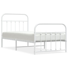 (white, 90 x 190 cm/with headboard & footboard) vidaXL Metal Bed Frame Bedroom Bed Base Bedstead Metal Matress Foundation