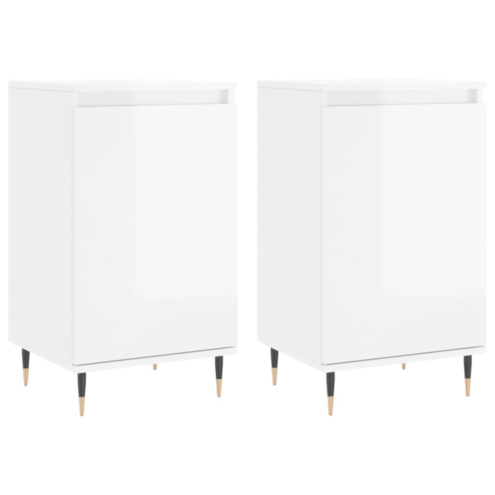 (high Gloss white, 2 pcs) vidaXL Sideboard Storage Cabinet Cupboard Side Cabinet White Engineered Wood