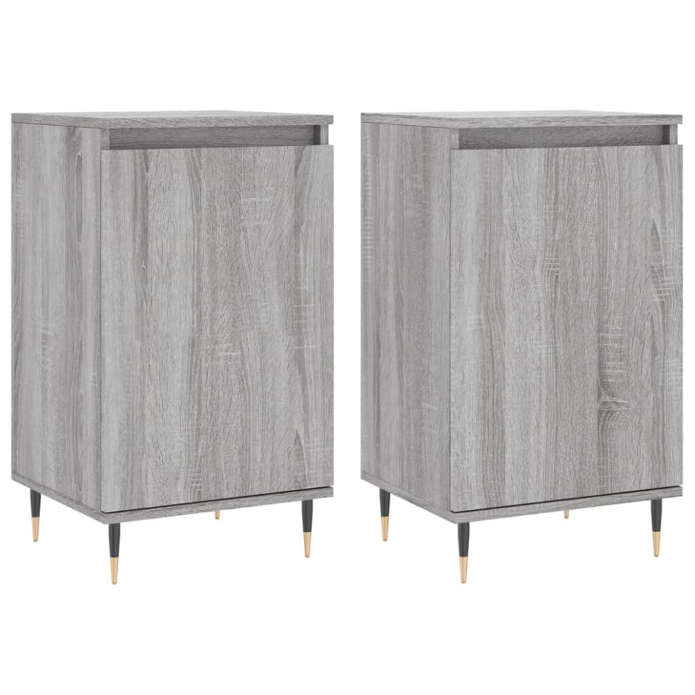 Vidaxl (Grey Sonoma, 2 Pcs) Sideboard Storage Cabinet Cupboard Side Cabinet White Engineered Wood