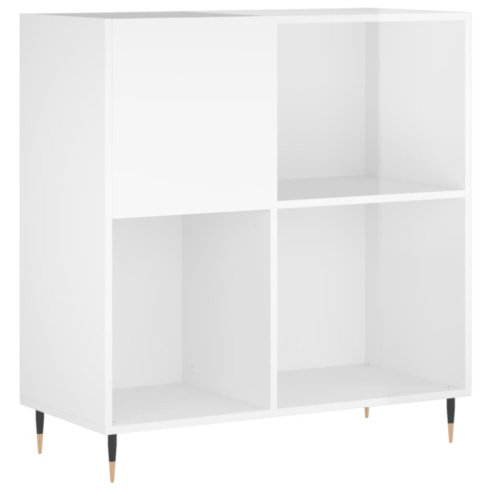Vidaxl (High Gloss White) Record Cabinet Record Storage Cabinet Sideboard White Engineered Wood