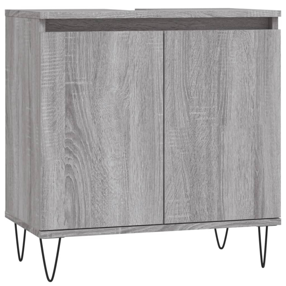 (grey sonoma) vidaXL Bathroom Cabinet Vanity Unit Highboard Cupboard White Engineered Wood