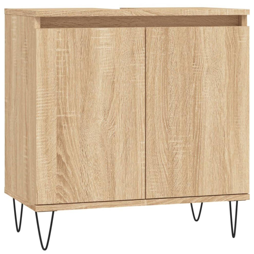 (sonoma oak) vidaXL Bathroom Cabinet Vanity Unit Highboard Cupboard White Engineered Wood