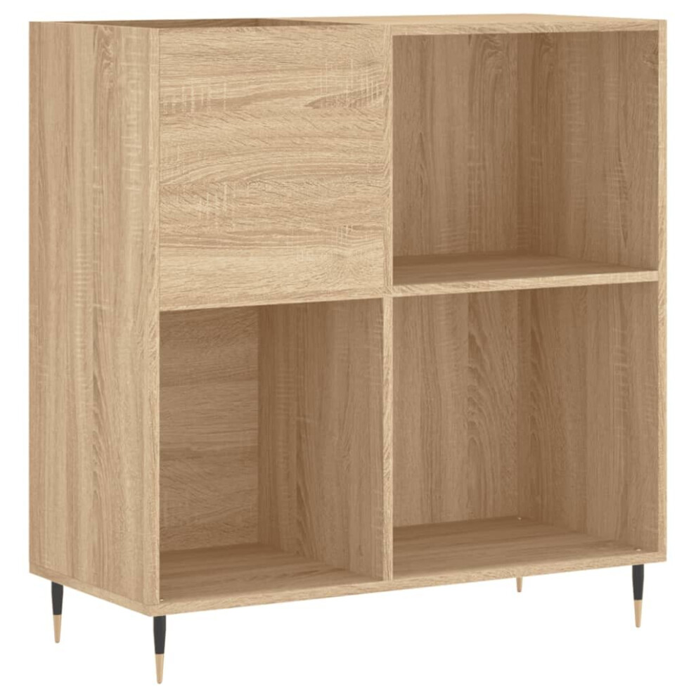 Vidaxl (Sonoma Oak) Record Cabinet Record Storage Cabinet Sideboard White Engineered Wood