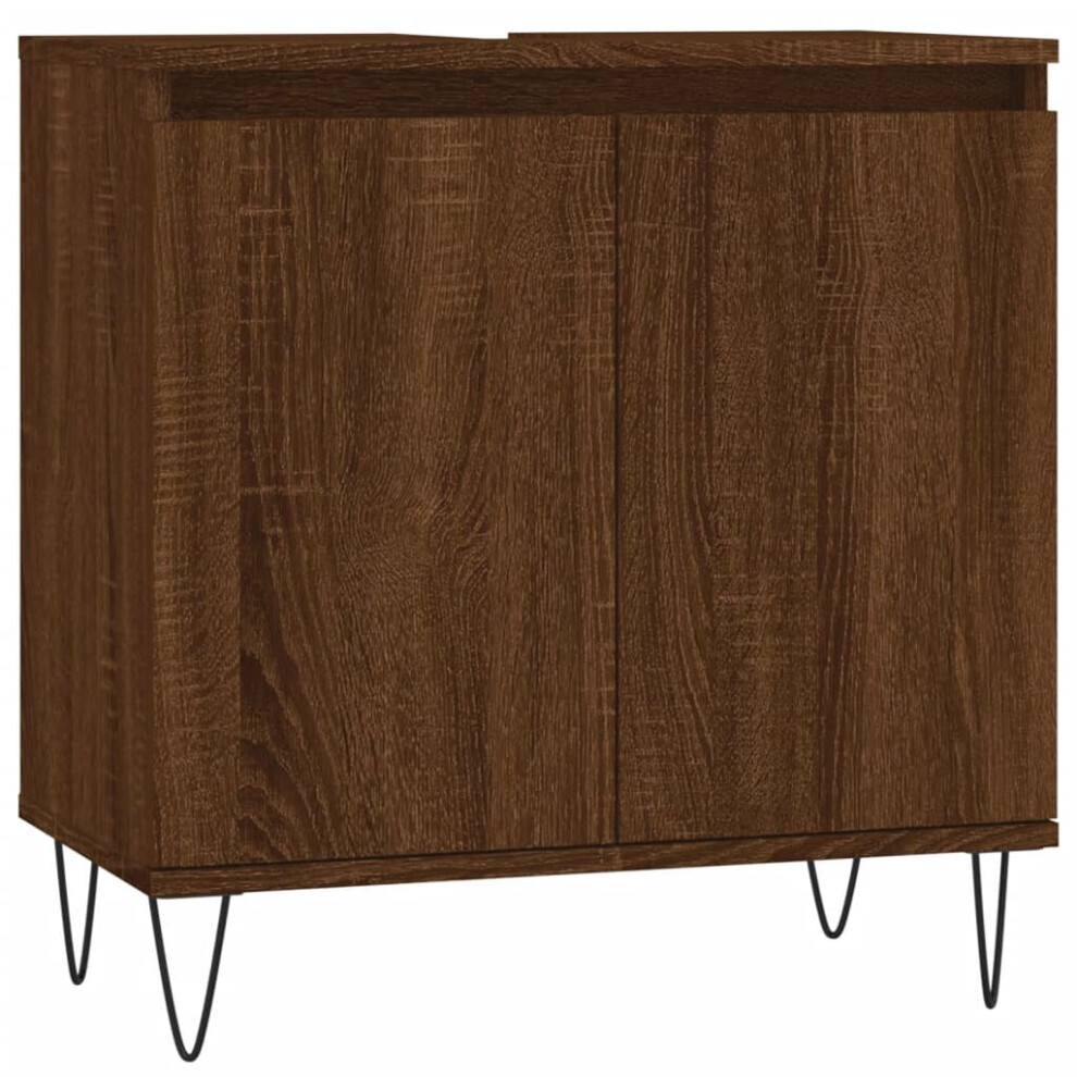 (brown oak) vidaXL Bathroom Cabinet Vanity Unit Highboard Cupboard White Engineered Wood