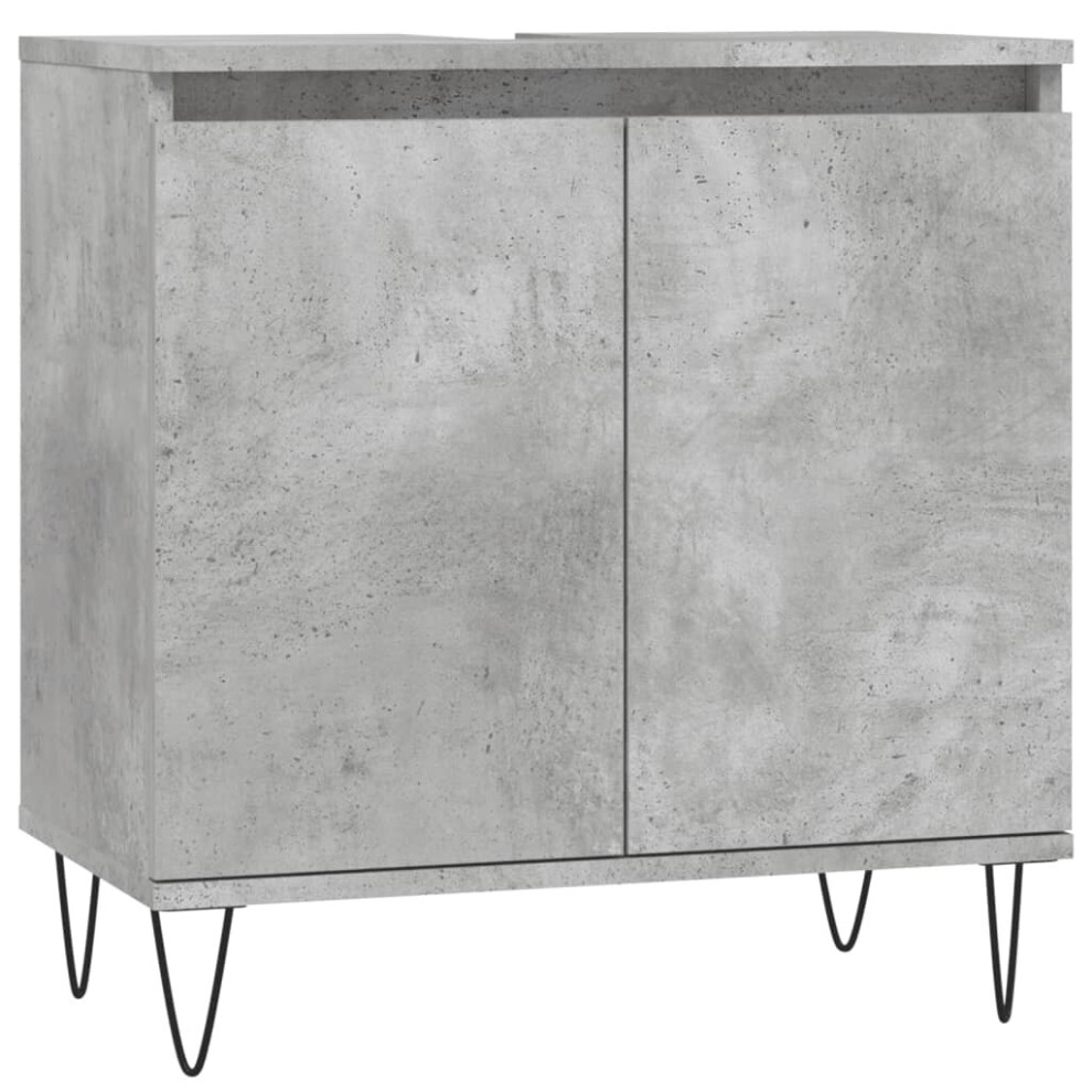 (concrete grey) vidaXL Bathroom Cabinet Vanity Unit Highboard Cupboard White Engineered Wood