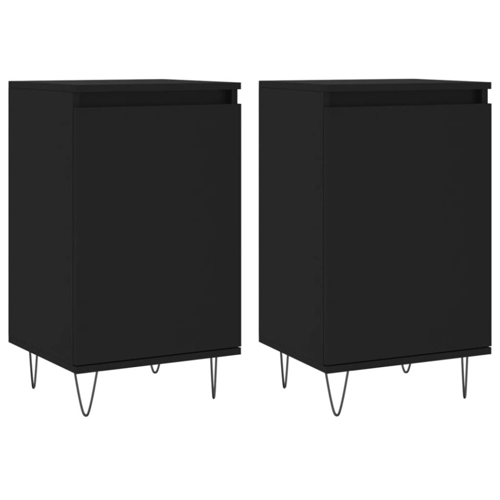 Vidaxl (Black, 2 Pcs) Sideboard Storage Side Cabinet Cupboard Smoked Oak Engineered Wood