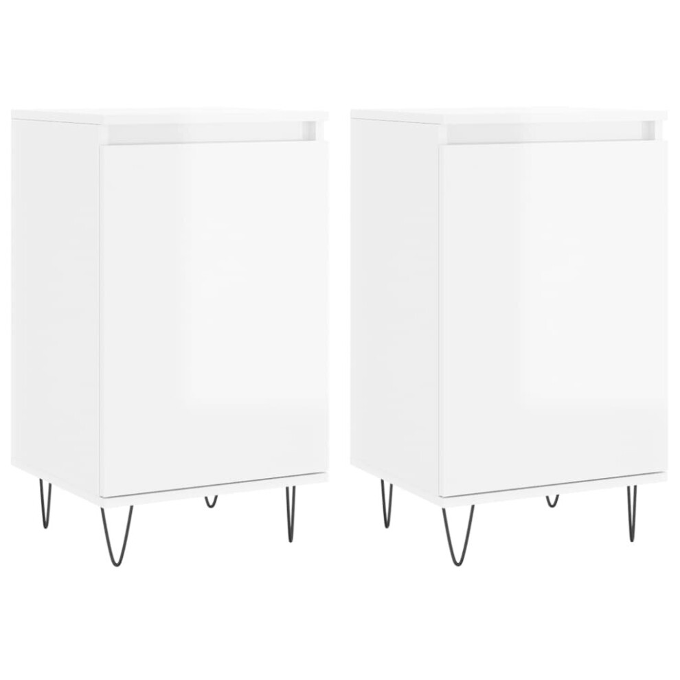 (high gloss white, 2 pcs) vidaXL Sideboard Storage Side Cabinet Cupboard Smoked Oak Engineered Wood