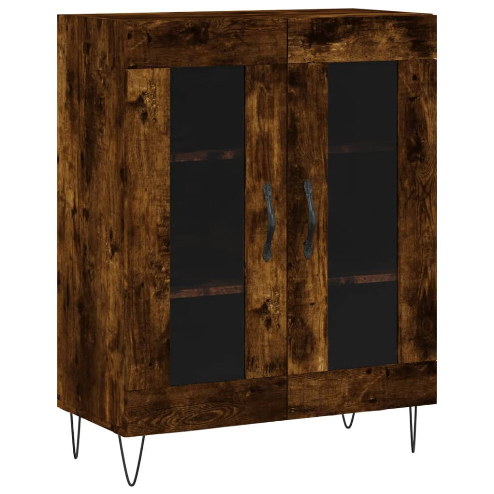 Vidaxl (Smoked Oak) Sideboard Storage Cabinet Cupboard Side Cabinet White Engineered Wood