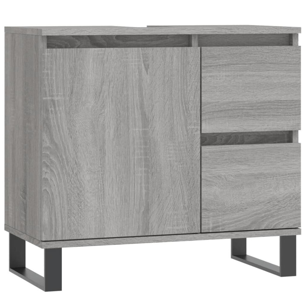 (grey sonoma) vidaXL Bathroom Cabinet Vanity Unit Highboard Cupboard White Engineered Wood