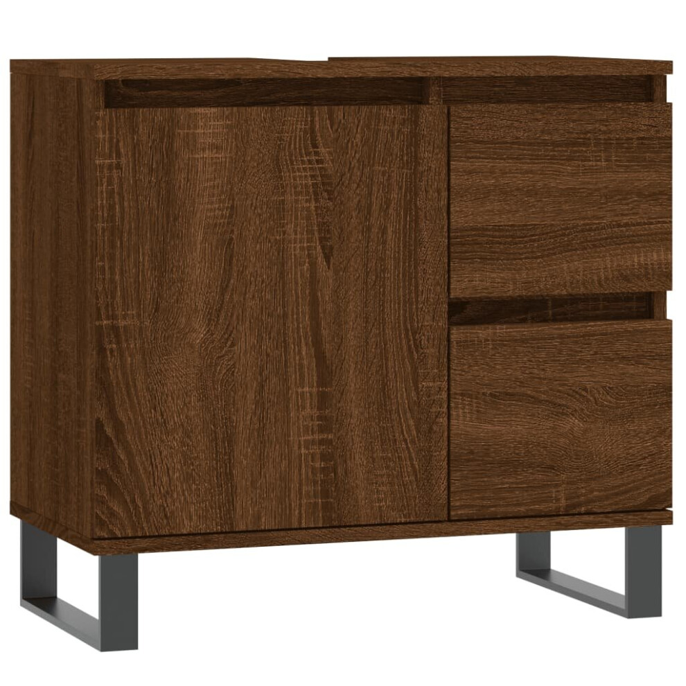 (brown oak) vidaXL Bathroom Cabinet Vanity Unit Highboard Cupboard White Engineered Wood