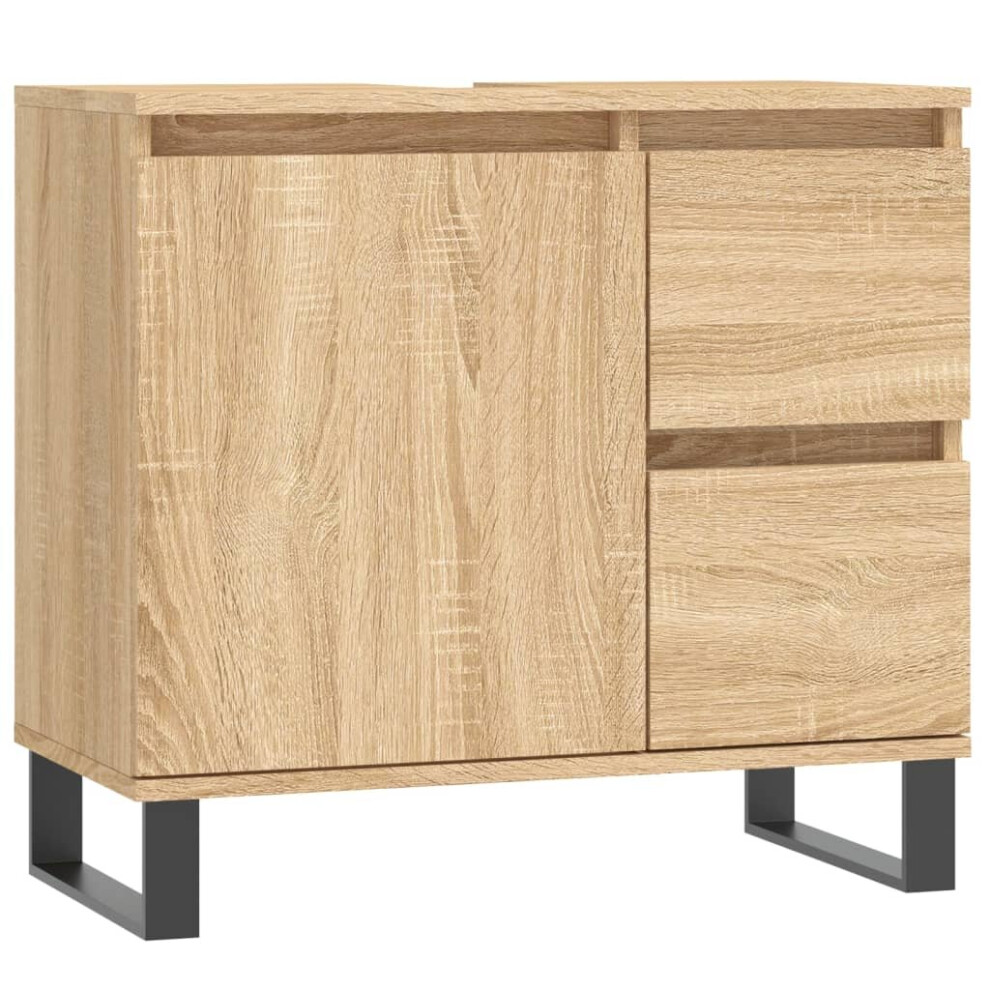 (sonoma oak) vidaXL Bathroom Cabinet Vanity Unit Highboard Cupboard White Engineered Wood