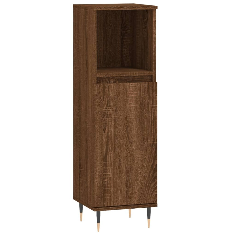 (brown oak) vidaXL Bathroom Cabinet Vanity Unit Highboard Cupboard White Engineered Wood