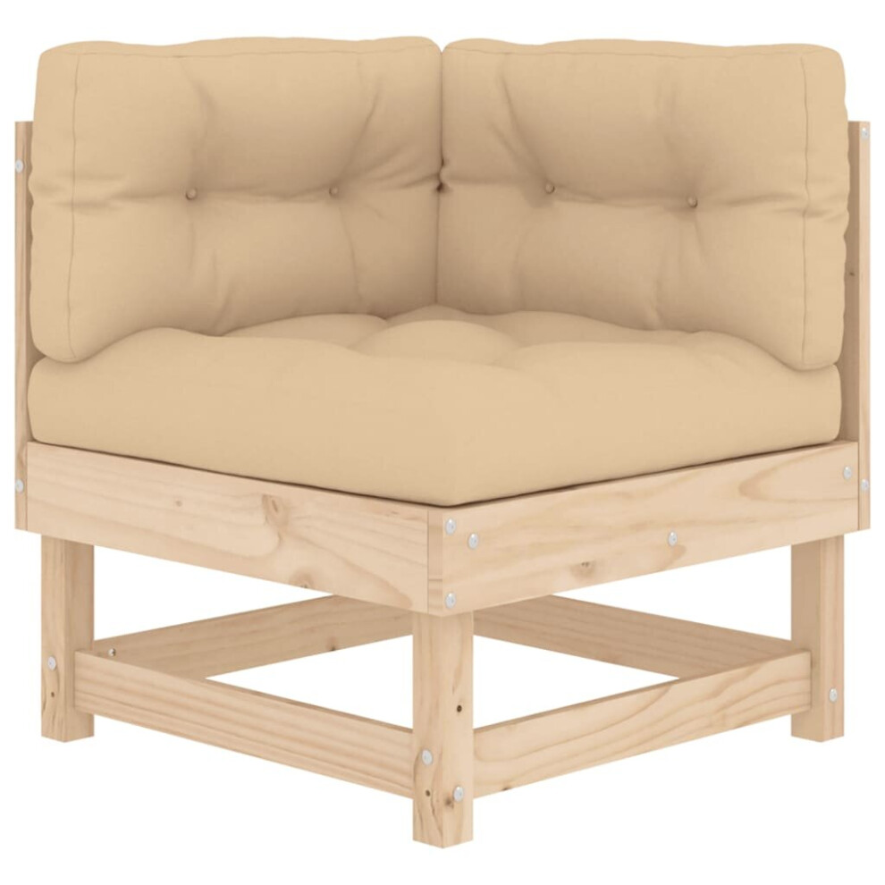 (natural pine, corner sofa) vidaXL Middle Sofas Patio Wooden Sectional Sofa with Cushionss Solid Wood Pine