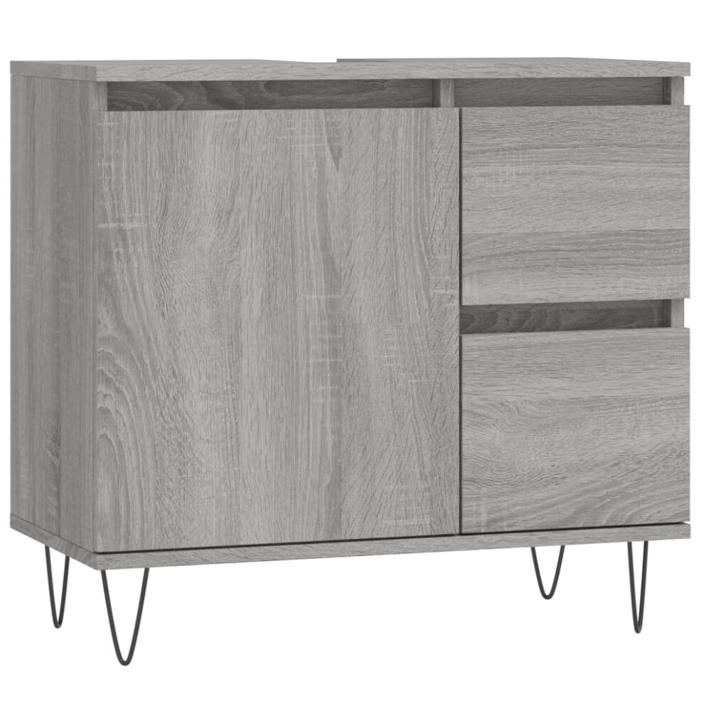 (grey sonoma) vidaXL Bathroom Cabinet Vanity Unit Highboard Cupboard White Engineered Wood