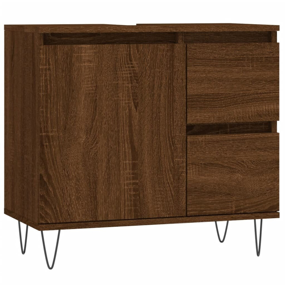 (brown oak) vidaXL Bathroom Cabinet Vanity Unit Highboard Cupboard White Engineered Wood