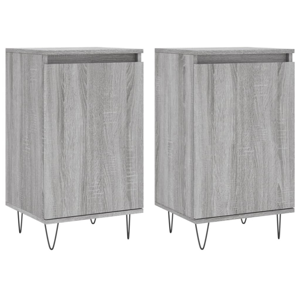 Vidaxl (Grey Sonoma, 2 Pcs) Sideboard Storage Side Cabinet Cupboard Smoked Oak Engineered Wood