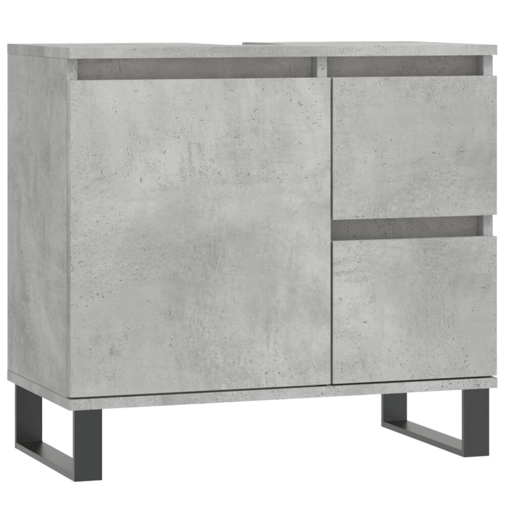 (concrete grey) vidaXL Bathroom Cabinet Vanity Unit Highboard Cupboard White Engineered Wood