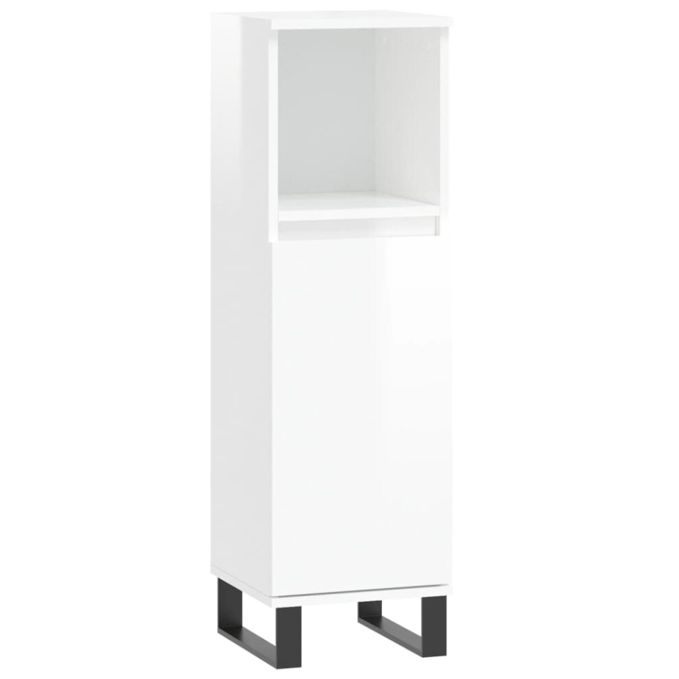 (high gloss white) vidaXL Bathroom Cabinet Vanity Unit Cupboard Concrete Grey Engineered Wood