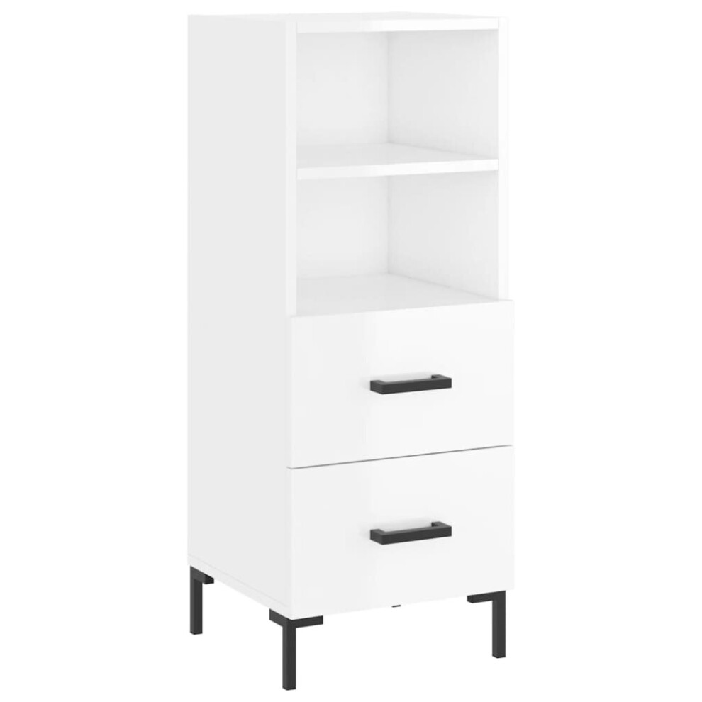 Vidaxl (High Gloss White) Sideboard Storage Side Cabinet Cupboard Concrete Grey Engineered Wood White,Grey