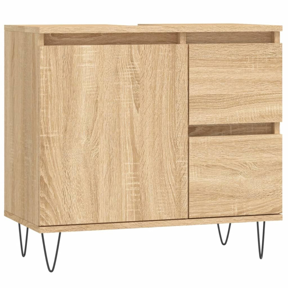 (sonoma oak) vidaXL Bathroom Cabinet Vanity Unit Highboard Cupboard White Engineered Wood