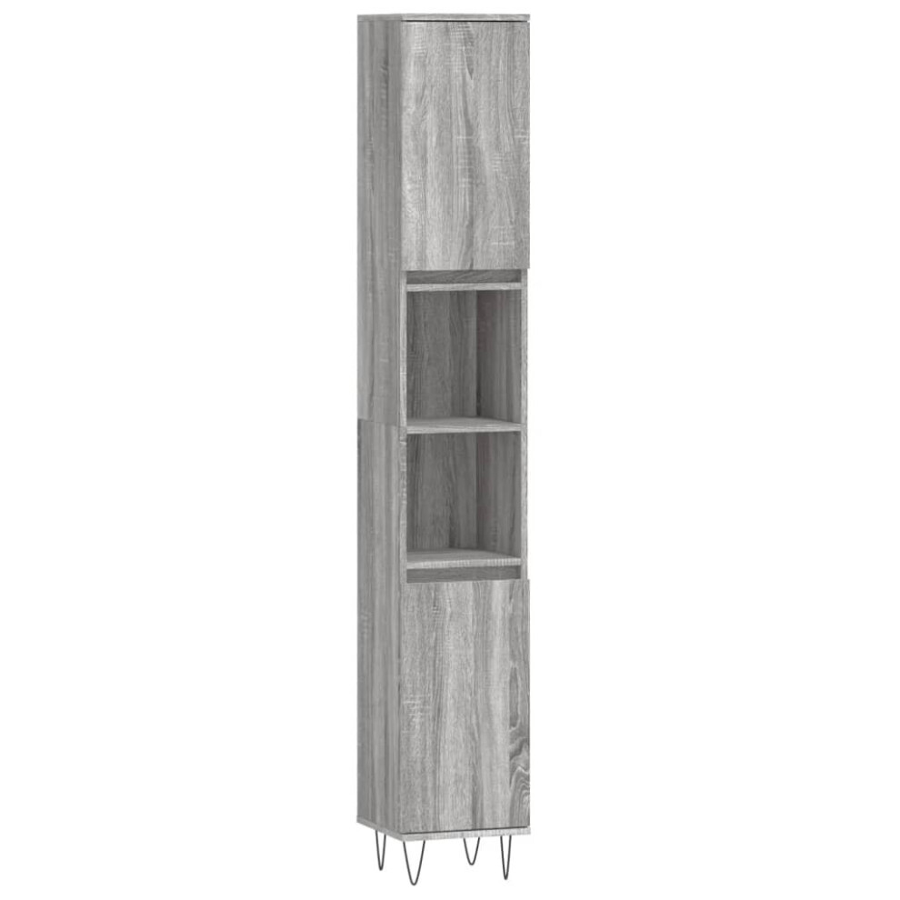 (grey sonoma) vidaXL Bathroom Cabinet Vanity Unit Highboard Cupboard White Engineered Wood