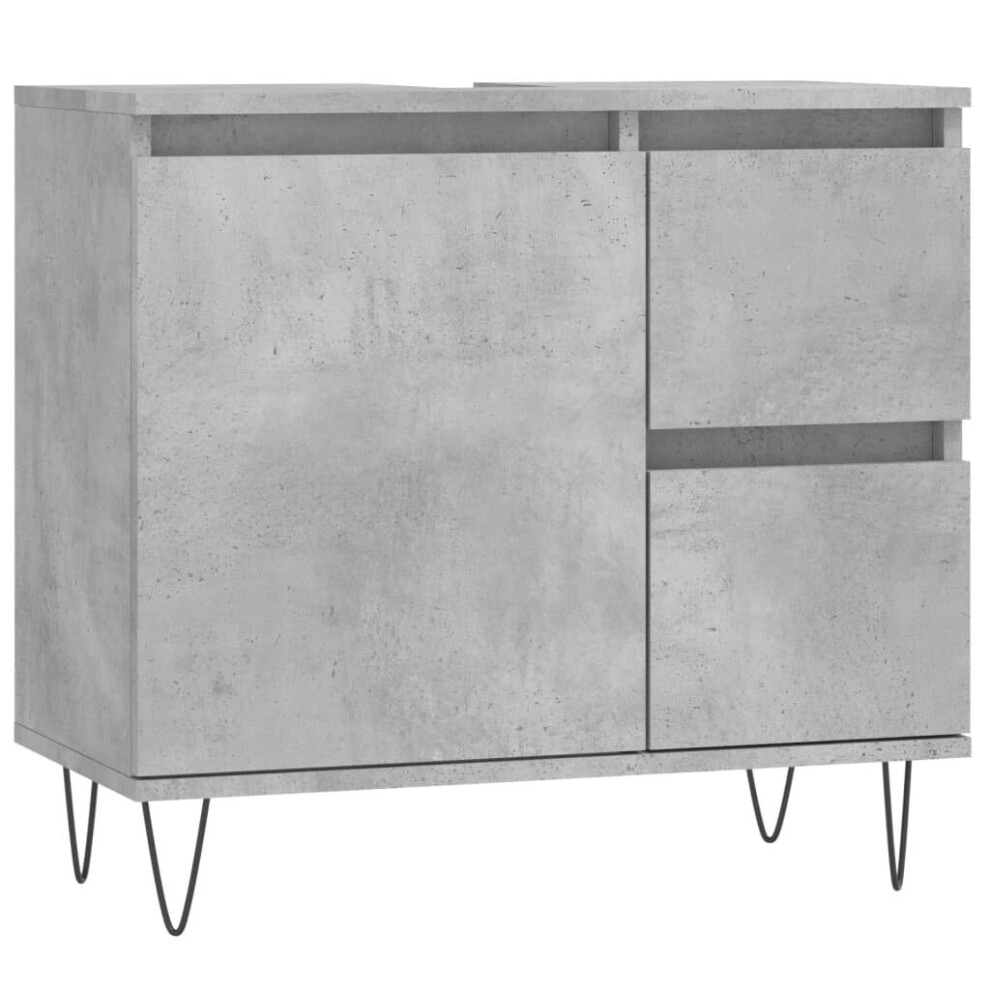 (concrete grey) vidaXL Bathroom Cabinet Vanity Unit Highboard Cupboard White Engineered Wood