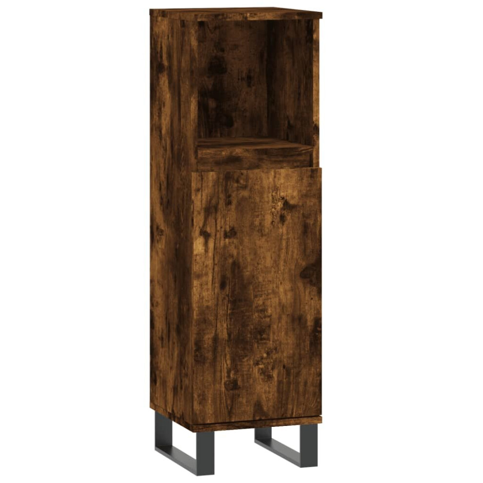 Vidaxl (Smoked Oak) Bathroom Cabinet Vanity Unit Cupboard Concrete Grey Engineered Wood