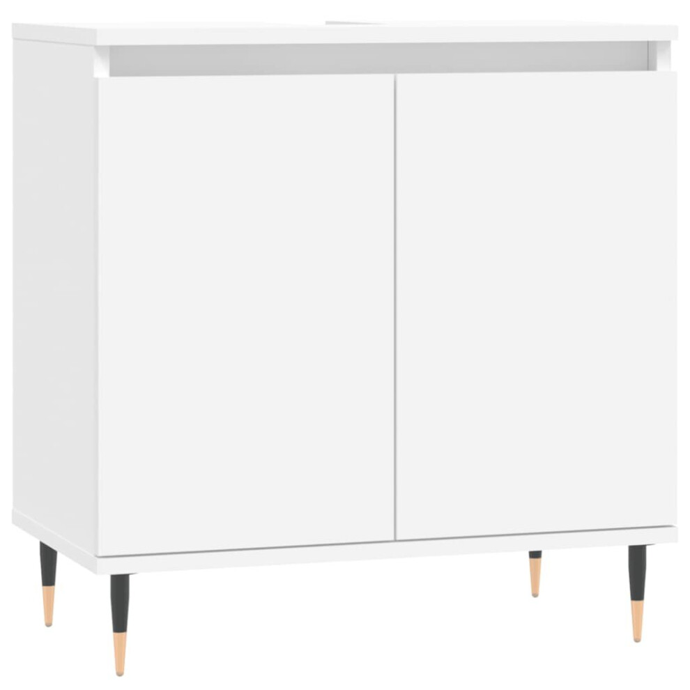 (white) vidaXL Bathroom Cabinet Vanity Unit Cupboard High Gloss White Engineered Wood