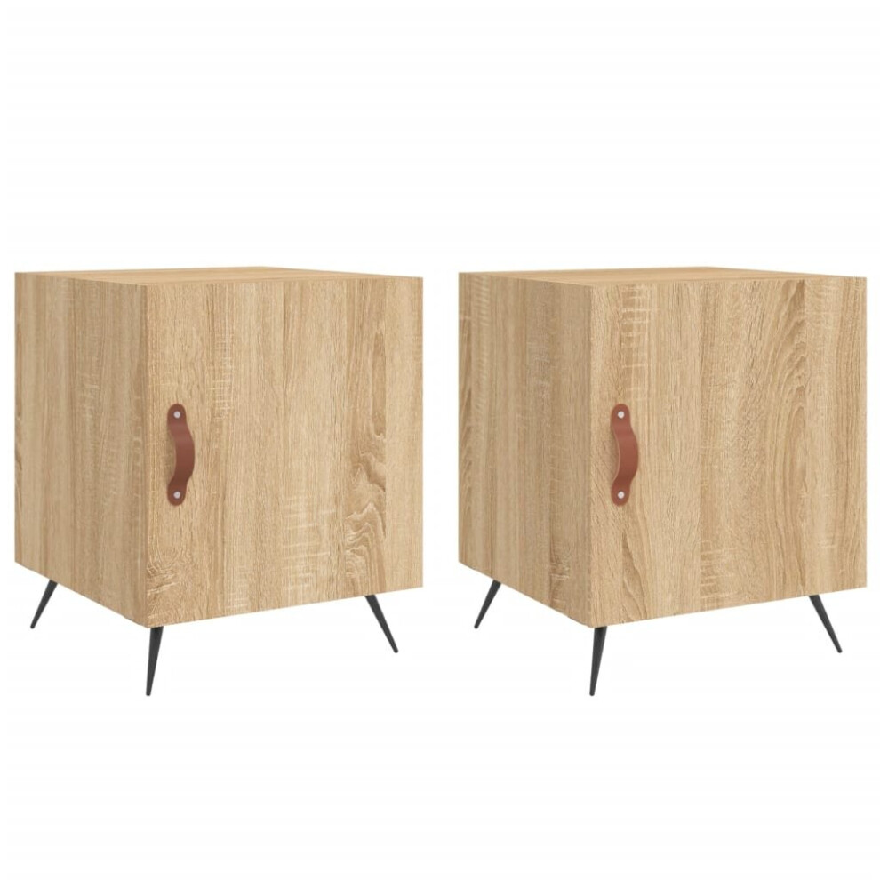 Vidaxl (Sonoma Oak, 2 Pcs) Bedside Cabinet Bed Table Nightstand Side Table White Engineered Wood