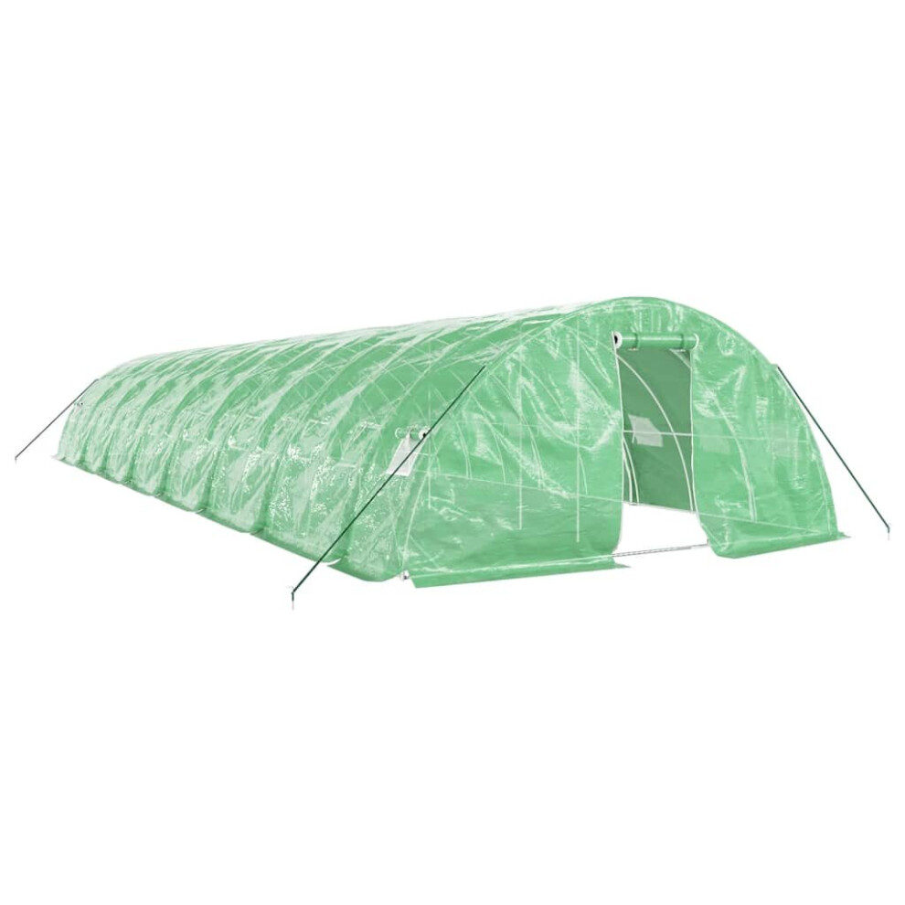 Vidaxl (Green, 16 X 5 X 2.3 M) Greenhouse Plant House With Steel Frame Polytunnel Greenhouse Green