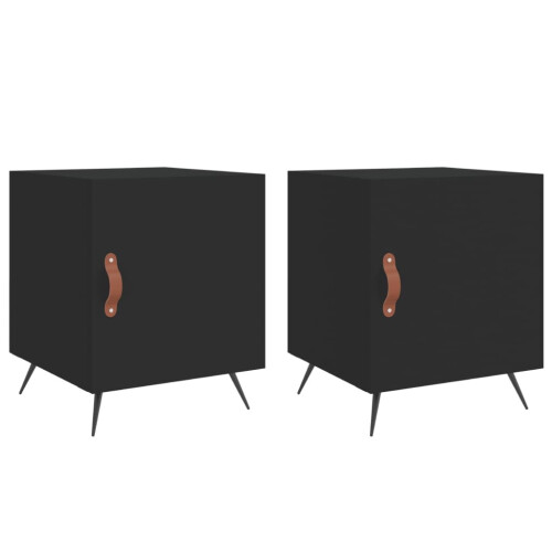 VidaXL (black, 2 pcs) vidaXL Bedside Cabinet Bed Table Nightstand Side Table White Engineered Wood 1