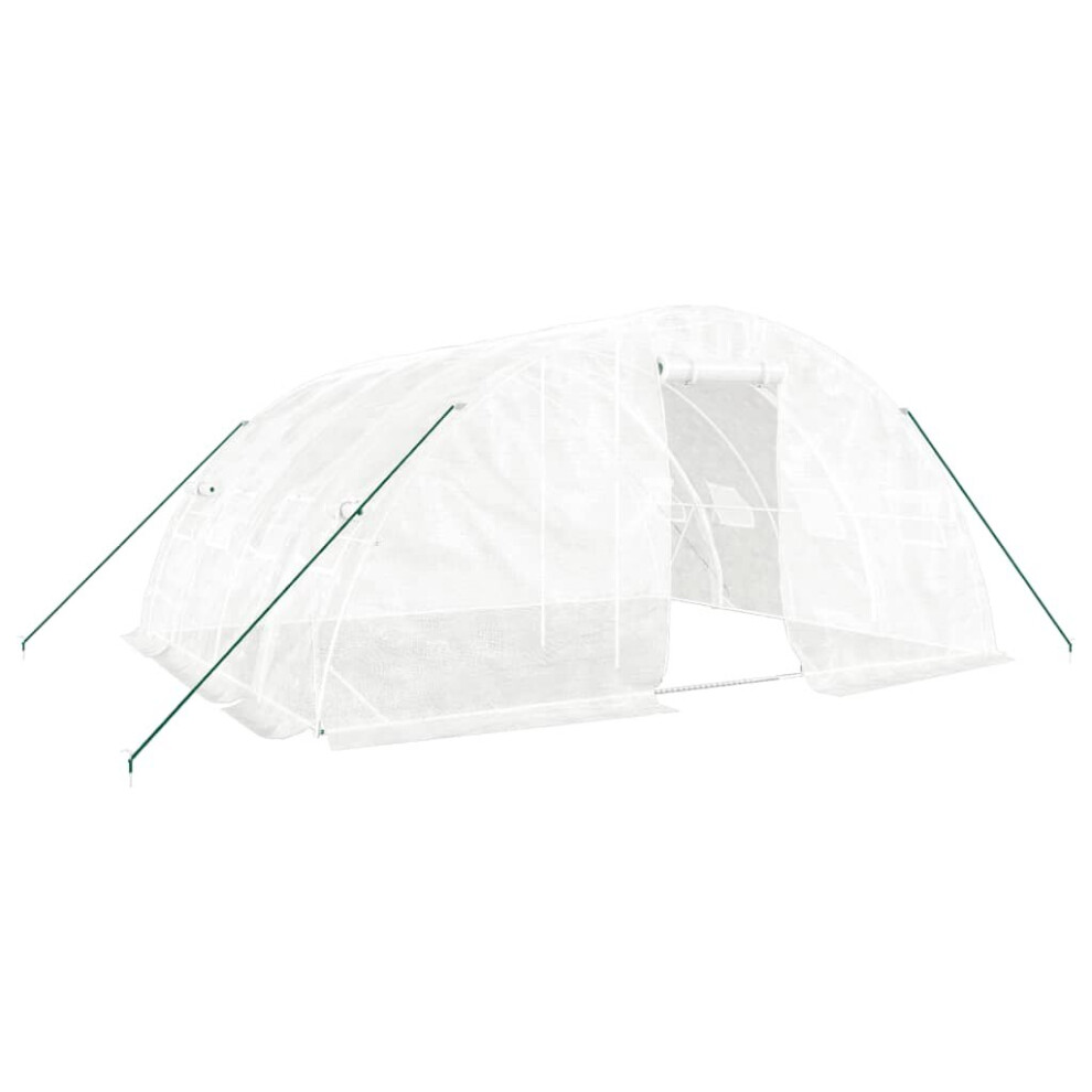 Vidaxl (White, 5 X 4 X 2.3 M) Greenhouse Plant House With Steel Frame Polytunnel Greenhouse Green